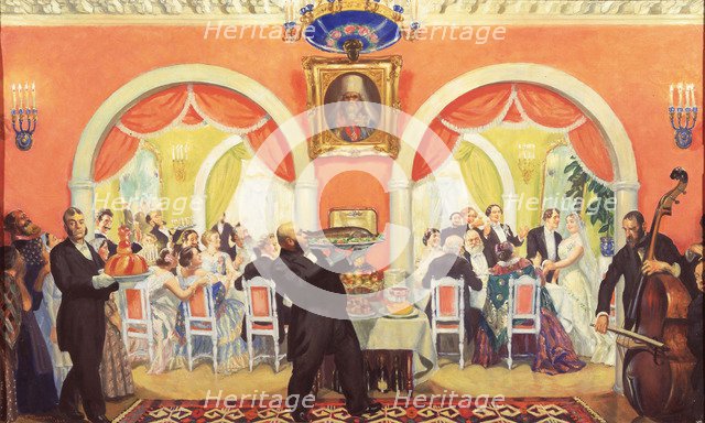 The Wedding Feast, 1917. Artist: Kustodiev, Boris Michaylovich (1878-1927)