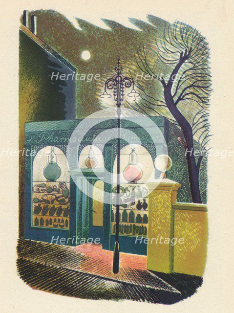 'Chemist Shop at Night', 1938, (1946). Artist: Eric Ravilious.
