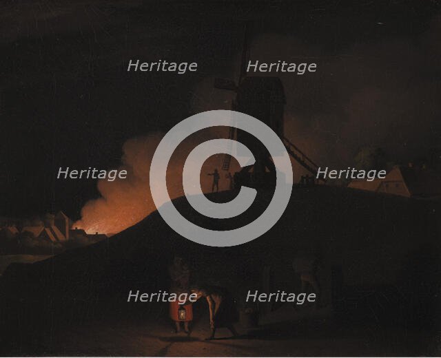 A Fire at Night, 1807. Creator: CW Eckersberg.