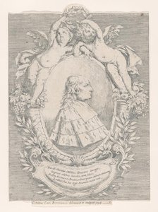 Portrait of Giovanni Girolamo Sbaraglia, within an oval flanked by two putti on cornucopia..., 1716. Creator: Donato Creti.