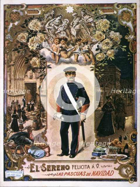 Greeting Card to receive the Christmas bonus, from the night wachtman, 1970.