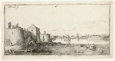 Ten Landscapes: Walled River Town to the Left of a River, 1615/16. Creator: Esaias van de Velde.