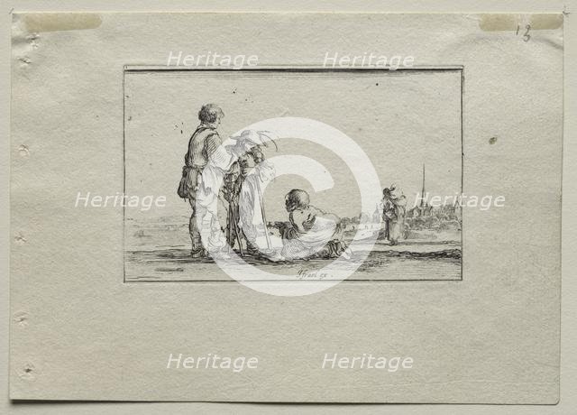 Caprices: Two Standing Beggars and a Cripple. Creator: Stefano Della Bella (Italian, 1610-1664).