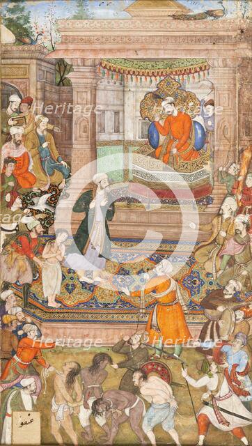 A Court Scene, Folio from a Manuscript of Sadi's Gulistan (Rose Garden), Colophon dated 1596. Creator: Basawan.