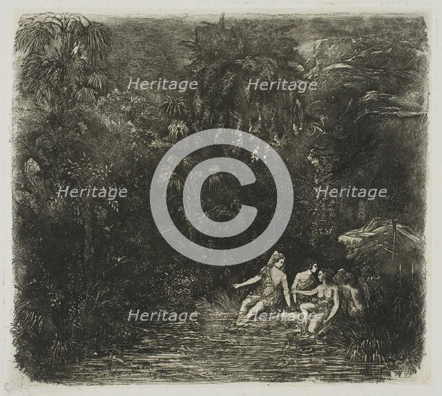 The Bathers beneath the Palms, 1871. Creator: Rodolphe Bresdin.