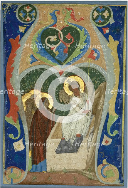 Three Maries and the Fiery Angel at the Tomb. Initial, ca 1310. Artist: Anonymous  