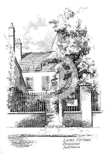 Charles Lamb's cottage, Church Street, Edmonton, London, 1912. Artist: Frederick Adcock