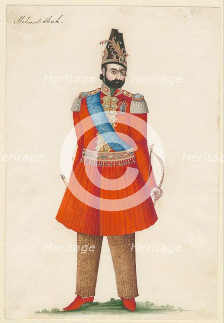 Mohammad Shah Qajar (1808-1848), king of Persia, 1835. Artist: Iranian master  