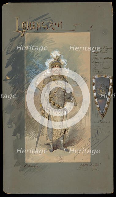Costume design for the Opera Lohengrin by Richard Wagner, 1888. Creator: Edel (Colorno), Alfredo (1856-1912).