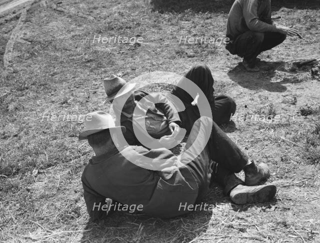 Idle migrants, foothills north of San Jose, California, 1939. Creator: Dorothea Lange.