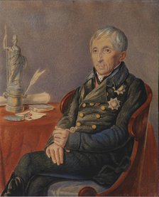 Portrait of Alexey Nikolayevich Olenin (1763-1843), 1820s. Artist: Olenin, Pyotr Alexeevich (1828-1855)