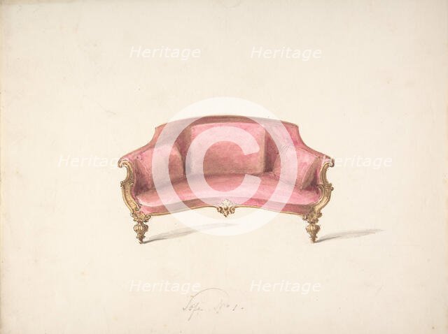 Design for a Curved-back Sofa Upholstered in Red, early 19th century. Creator: Anon.