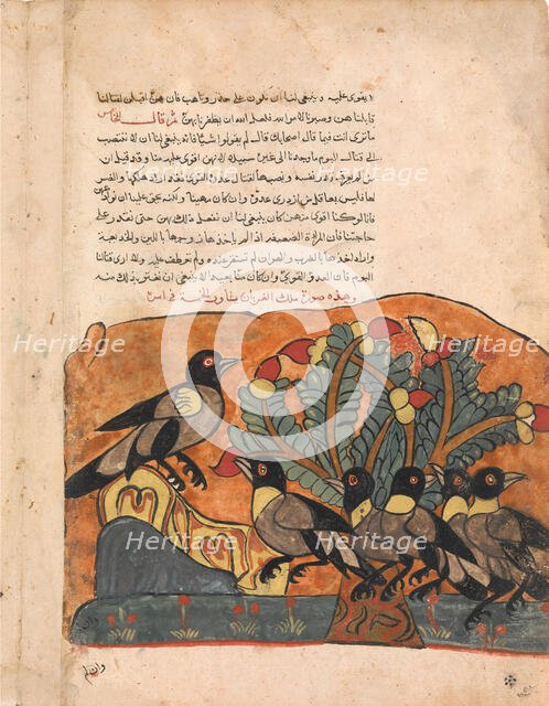 The Crow King Consults his Ministers, Folio from a Kalila wa Dimna, 18th century. Creator: Unknown.