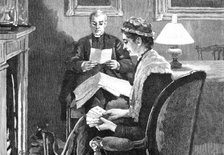 On a certain evening the Canon was sitting with his sister, as usual..., 1883. Creator: R. Taylor.