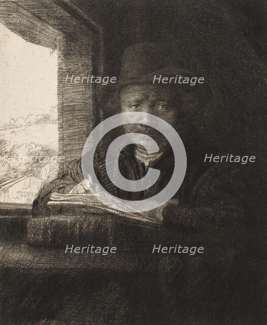 Self-Portrait Etching at a Window, 1648., 1648. Creator: Rembrandt Harmensz van Rijn.