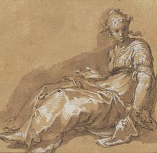Seated woman, facing left. Creator: Abraham Bloemaert.