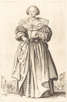 Noble Woman with Fan, c. 1620/1623. Creator: Jacques Callot.