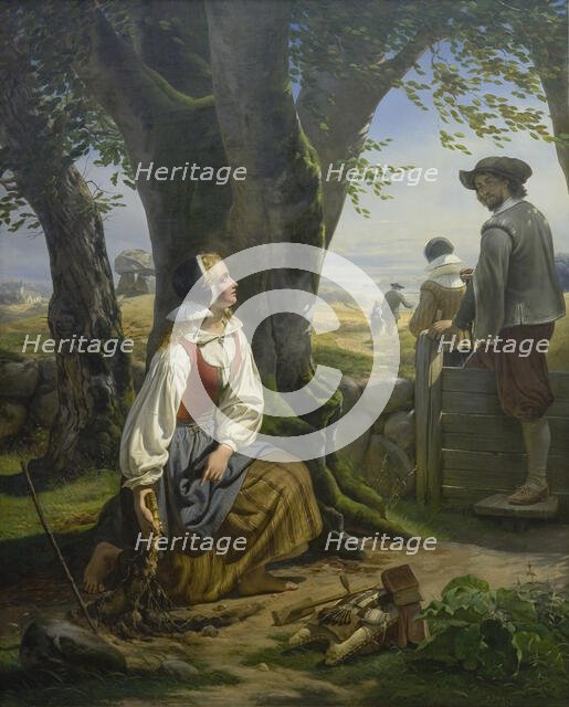 Kirsten Svendsdatter Finds the Gold Horn at Gallehus on 20 July 1639, 1859. Creator: Niels Simonsen.