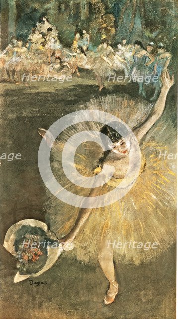  'End of Arabesque', 1877. Oil and pastel on canvas by Edgar Degas.