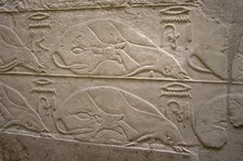 Tied cows relief, Mastaba of Kagemni, Saqqara, Egypt, Old Kingdom, 6th Dynasty, 2350 BC (2003). Creator: Unknown.