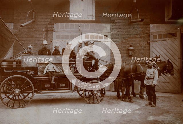 Fire line in the courtyard of the Irkutsk Voluntary Fire Society, early 20th century. Creator: Unknown.