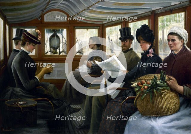 In the omnibus, c1885. Creator: Maurice Delondre.