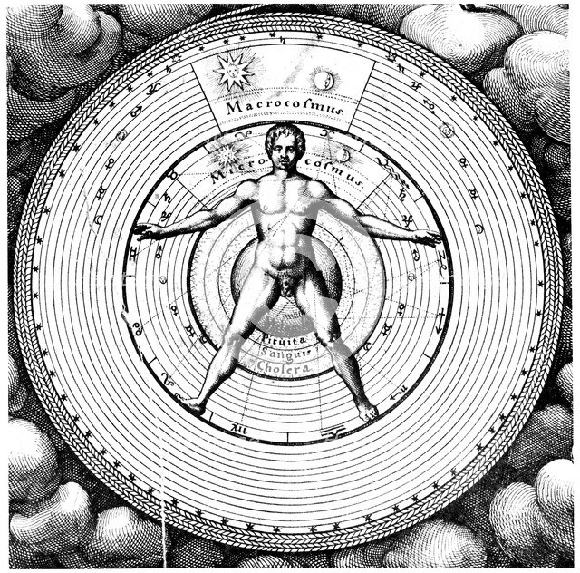 Diagram showing man's position in the universe, 1617-19. Artist: Robert Fludd