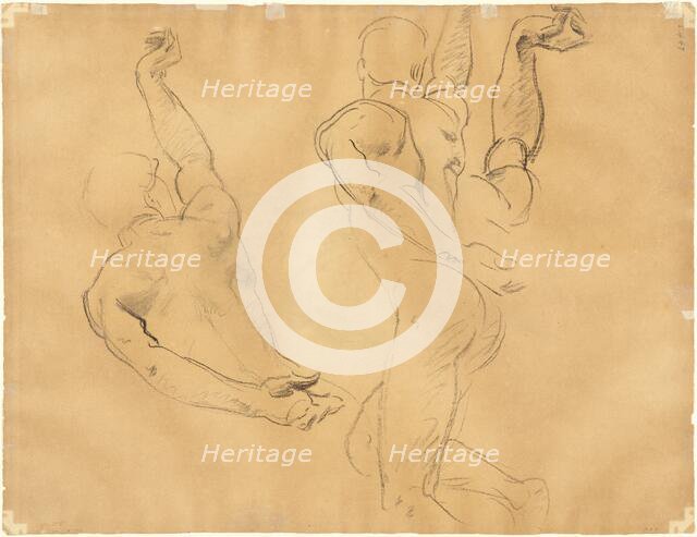 Studies of Male Nudes [verso], 1918-1919. Creator: John Singer Sargent.