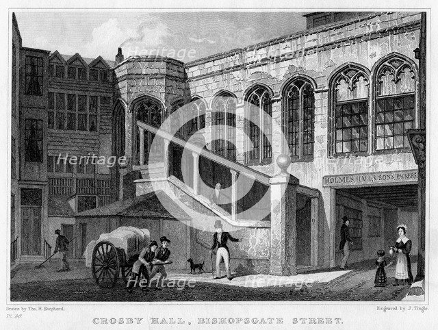 Crosby Hall, Bishopsgate Street, City of London, 1830.Artist: J Tingle