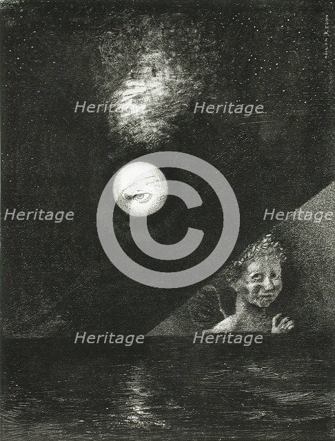 On the Horizon, the Angel of Certitude, and in the Dark Sky, a Questioning Glance. Series: For Edgar Artist: Redon, Odilon (1840-1916)