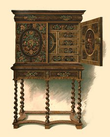Walnut cabinet inlaid with marquetry, 1905. Artist: Shirley Slocombe.
