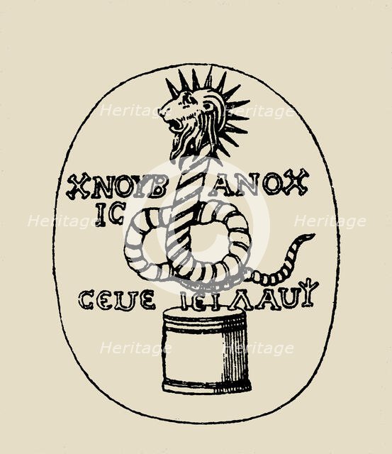 Gnostic intaglio depicting Chnoubis. Creator: Unknown artist.