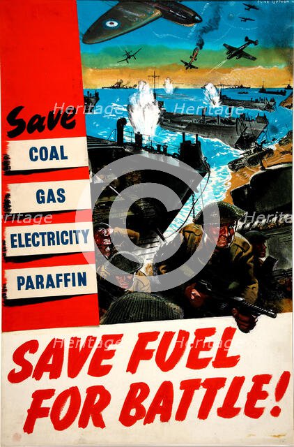 Fuel Saving - 'Save Fuel For Battle', World War II poster, c1939-c1945. Creator: Clive Uptton.