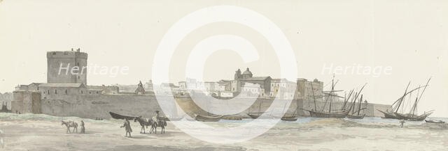 View of Taranto's fortifications, 1778. Creator: Louis Ducros.