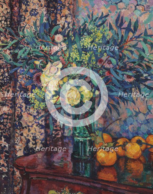 Yellow roses, persimmons and mimosas, 1911. Creator: Rysselberghe, Théo van (1862-1926).