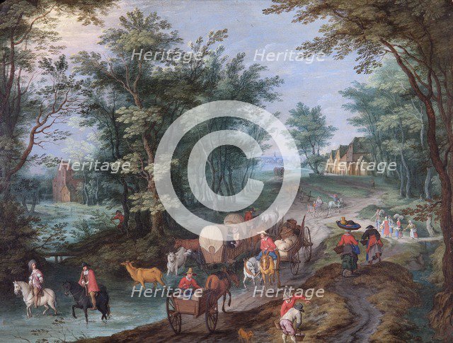 'Landscape with Figures Crossing a Brook', 17th century. Artist: Peeter Gysels.