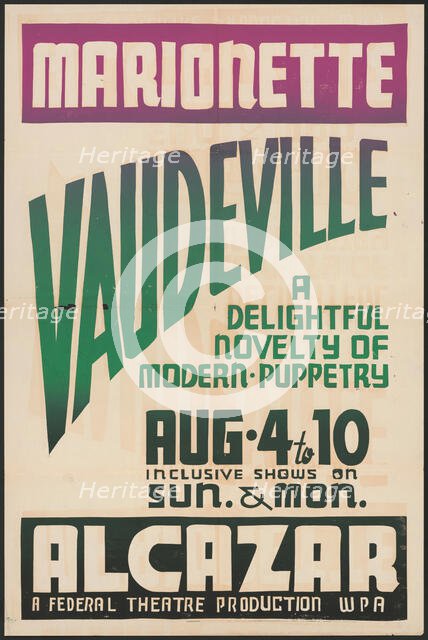 Marionette Vaudeville, San Francisco, 1937. Creator: Unknown.