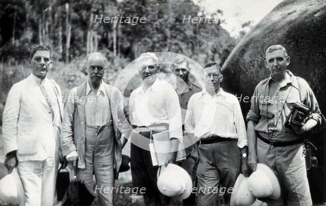 Sir Ronald Ross, JW Scharff and four others. Creator: Unknown.