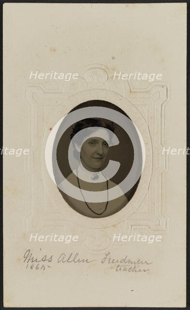 Tintype portrait of Miss Allen, 1865. Creator: Unknown.