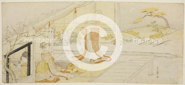 Parody of a scene from "The Pillow Book", Japan, c. 1793/97. Creator: Kitagawa Utamaro.