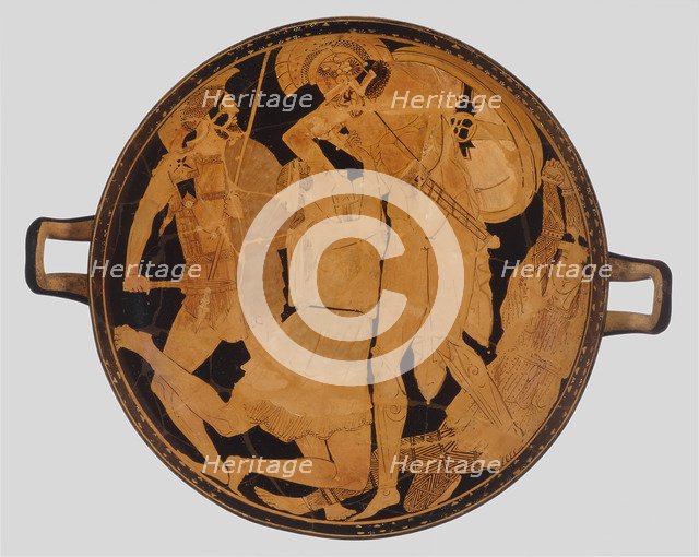 Cup with Achilles slaying Penthesilea. Red-figure pottery, ca 470-460 BC.