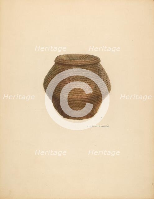 Bee Basket and Cover, c. 1938. Creator: Charlotte Angus.