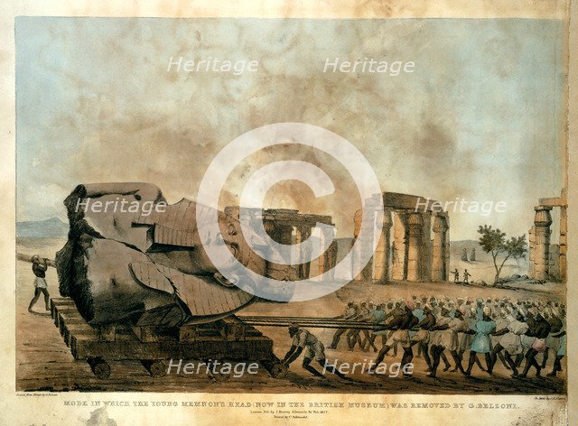 Mode in which the young Memnon's head was removed by G. Belzoni, 1820.