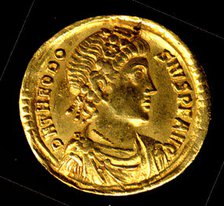 Gold Solidus of Theodosius I (379-95), Byzantine, 379-395. Creator: Unknown.