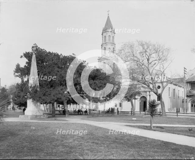 The Plaza [de la Constitucion], St. Augustine, c.(between 1880 and 1897). Creator: William H. Jackson.