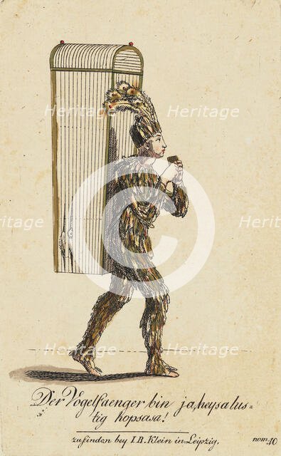 Papageno. Costume design for the Opera "The Magic Flute" by W. A. Mozart, 1793. Creator: Richter, Johann Salomo (1761-1798).