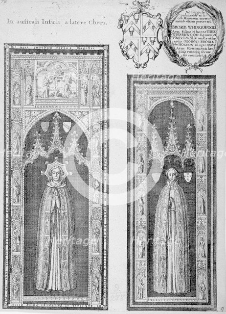 Brasses of John Newcourt and Brome Whorewood in old St Paul's Cathedral, City of London, 1656. Artist: Wenceslaus Hollar
