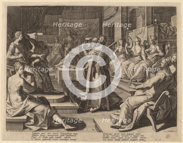 Heliogabalus and the Wise Women, 1589. Creator: Raphael Sadeler.