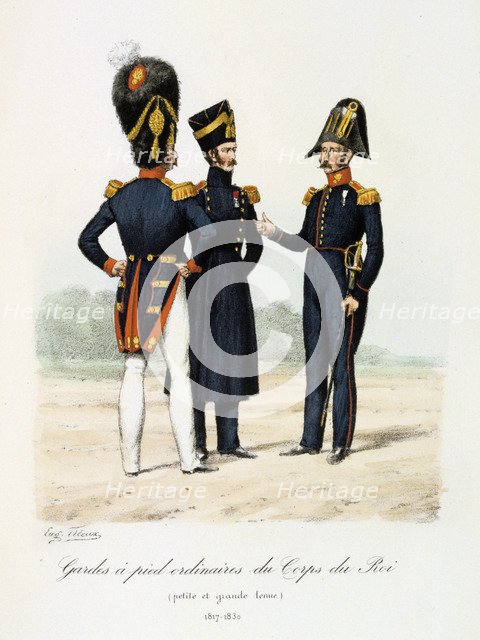 Gardes a pied ordinaires du Corps de Roi, petite and grande tenue, 1817-30 Artist: Eugene Titeux