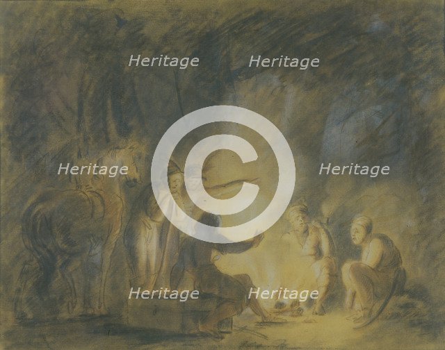 At Campfire, 1806. Artist: Tolstoy, Fyodor Petrovich (1783-1873)